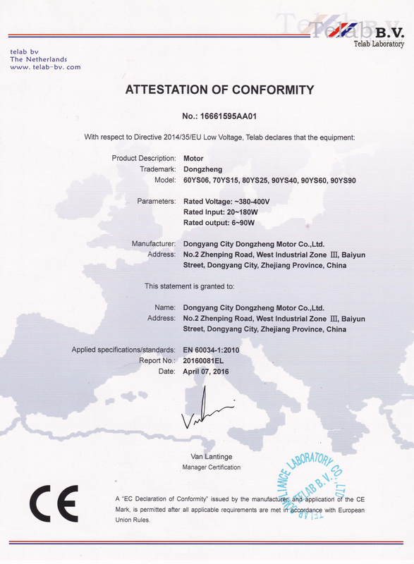 CE Certificate - AC THREE-PHASE MOTORS